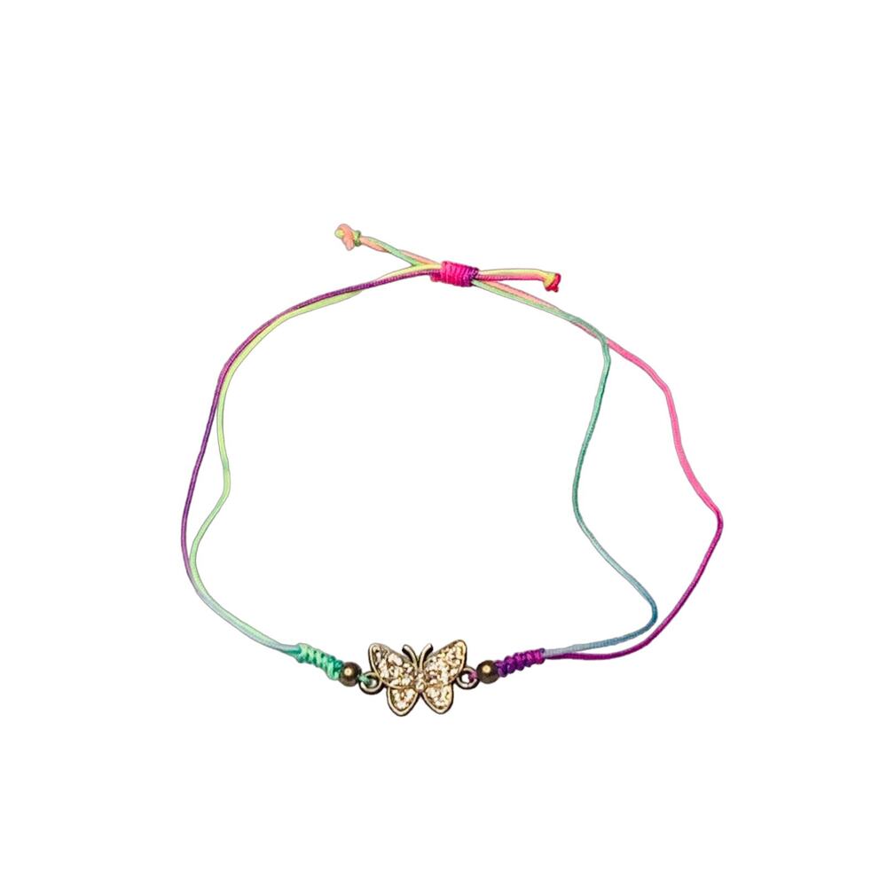 Rhinestone Butterfly Bracelet Ankle Bracelet Anklet Colorful String Adjustable